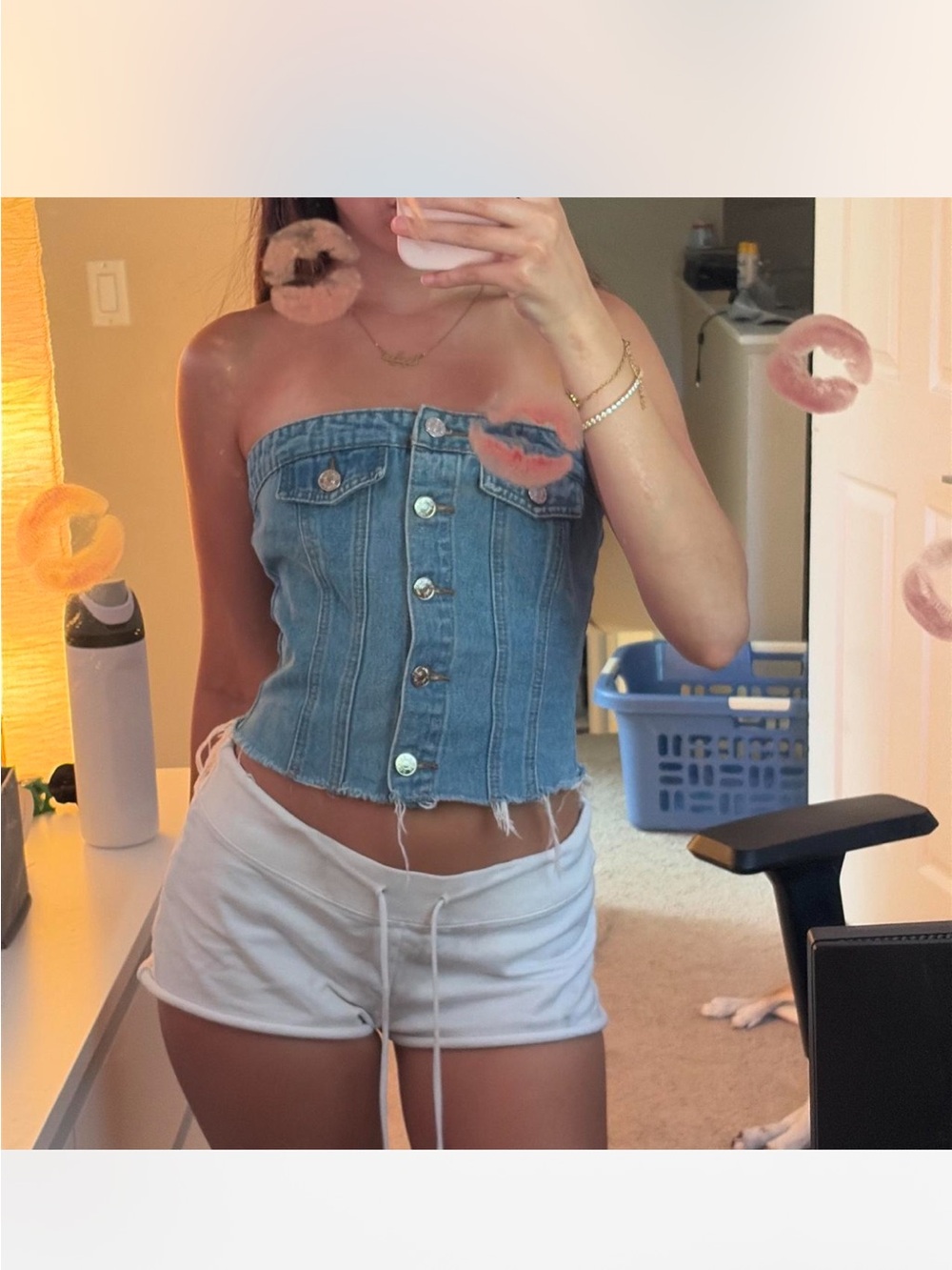 Edikted tube Denim Corset Top - Light Blue
